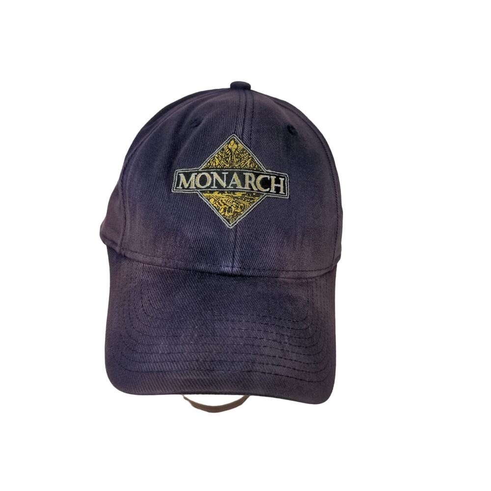 Monarch EZ Stretch Hat Size M/L Blue Faded Distressed Embroidered Logo